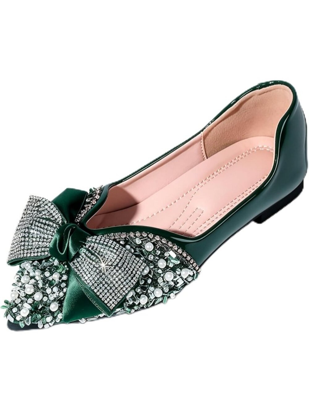 Women's Green Pointed Toe Casual Slip On Comfortable Wedding Dressy Flats Shoes